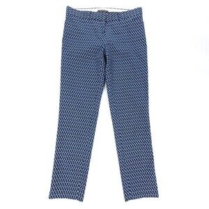 LAFAYETTE 148 Tailored Slim Leg Mid Rise Trouser Dress Pant Navy Print Womens 4